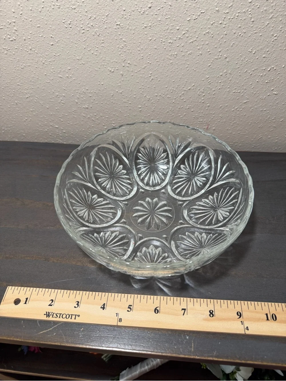 Clear Pressed Glass Serving Bowl